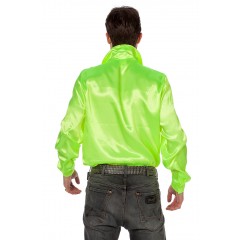 Ruchesblouse satijn neon-geel