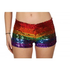 Hotpants pailletten regenboog