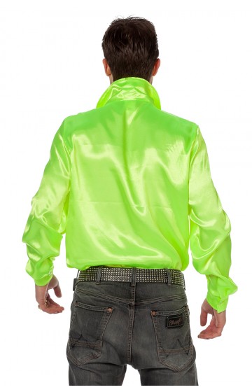 Ruchesblouse satijn neon-geel