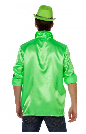 Ruchesblouse satijn neon-groen